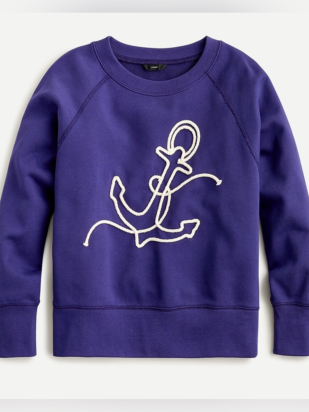 J.Crew Women’s Navy Blue Anchor Sweatshirt in Original Cotton Terry, Size Medium - Picture 2 of 8